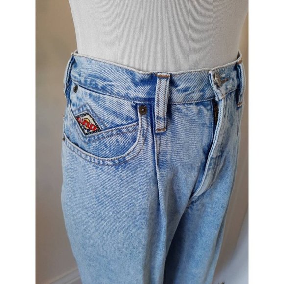 SOLD-Vtg WYLER 80s Stone Wash Relaxed Leg Denim High Waist Tapered Leg Jeans - Picture 4 of 9